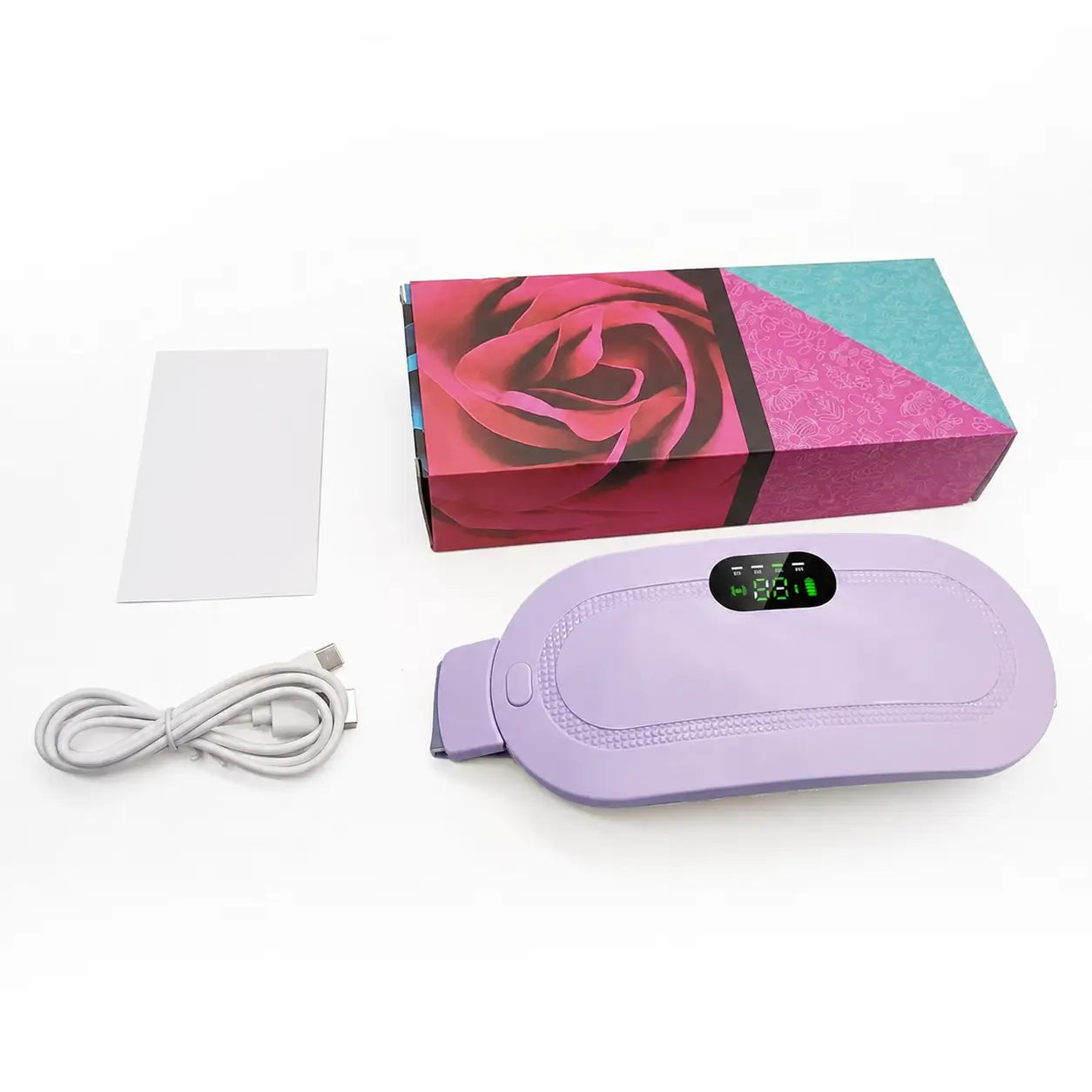 Almohadilla térmica inalámbrica portátil rosa con masaje, 6 niveles de calor y apagado automático para cólicos menstruales y dolor lumbar abdominal