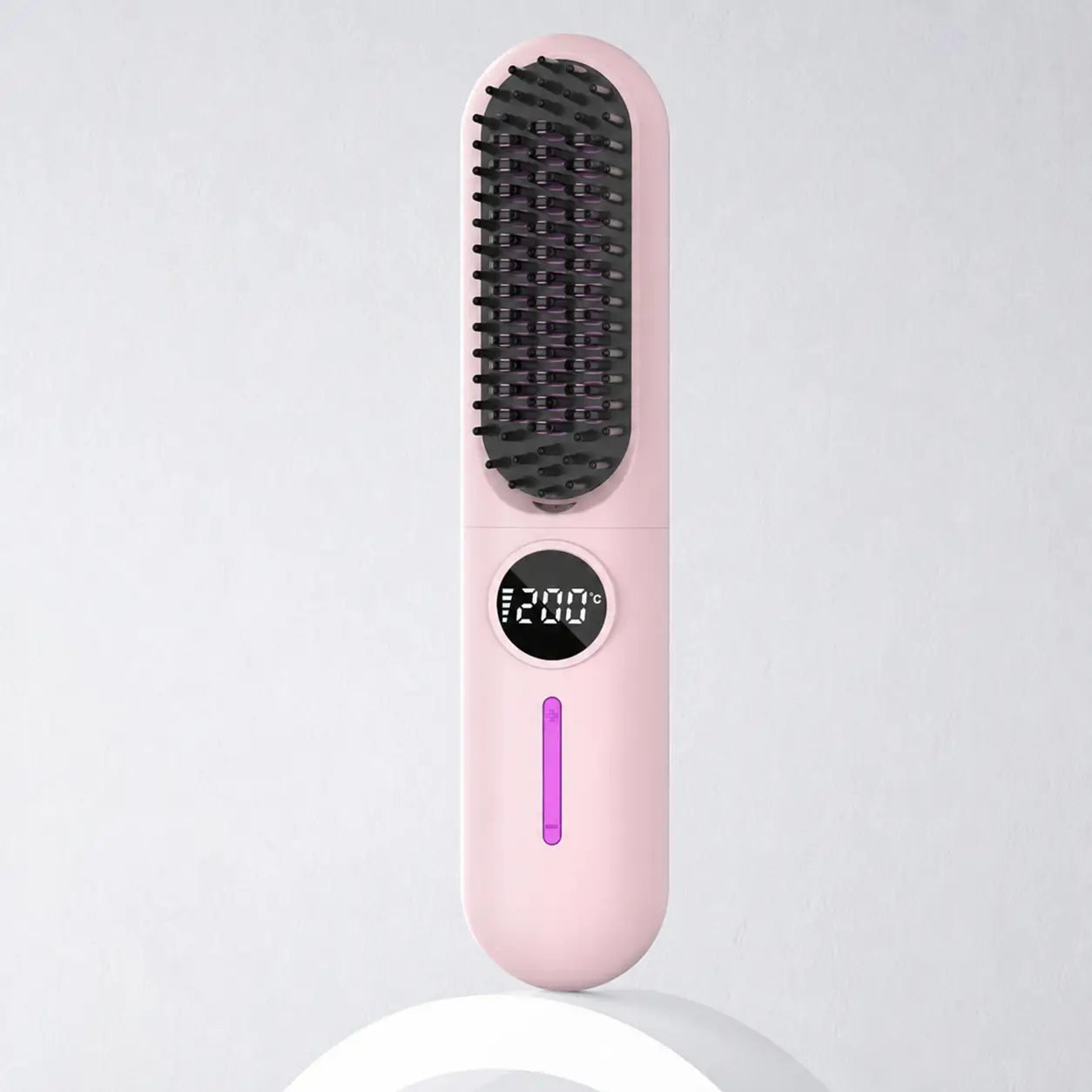 Cepillo alaciador inalámbrico 2 en 1 con USB-C y 7 temperaturas para cabello fino en casa, oficina, escuela o viaje