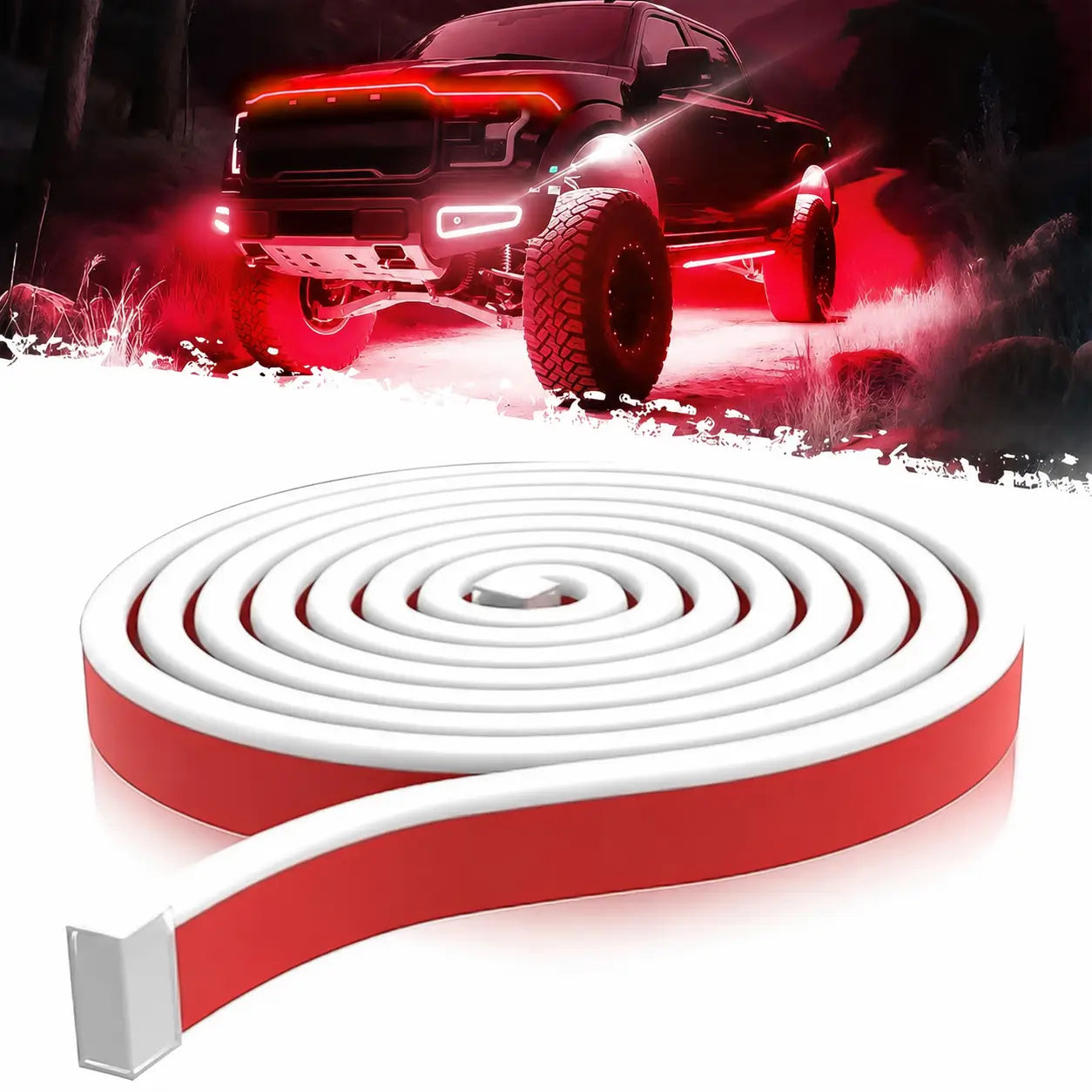 Tira LED para cofre de auto 1.8 m con luz azul hielo y efecto dinámico para manejo nocturno e instalación adhesiva fácil