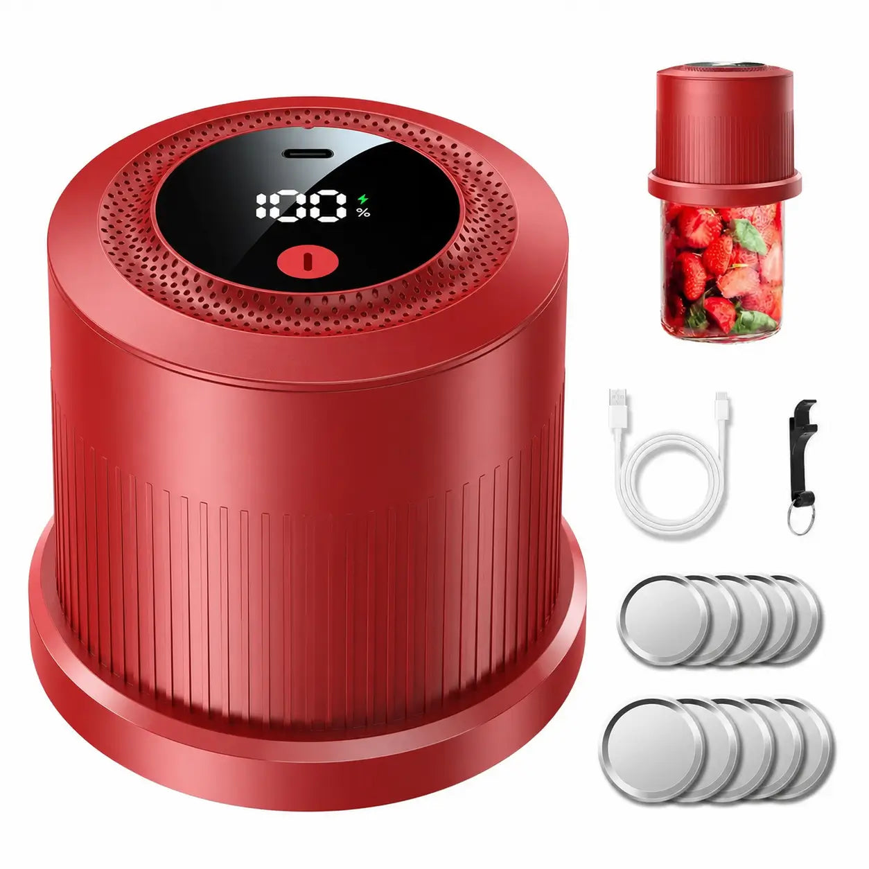 Kit sellador al vacío eléctrico para frascos Mason de boca ancha y regular, bolsas y botellas, conservación automática de alimentos en casa