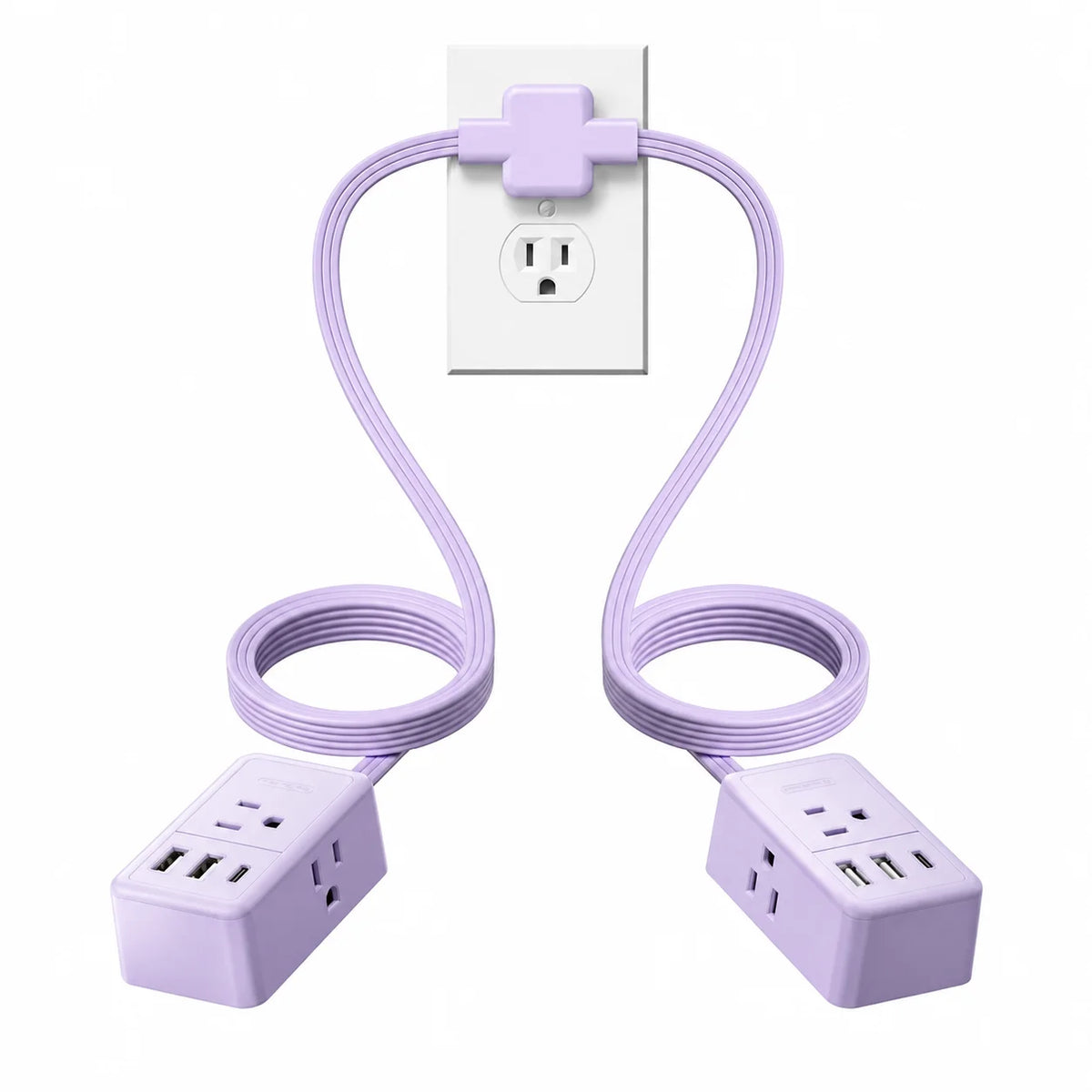 Extensión eléctrica con clavija plana y puertos USB