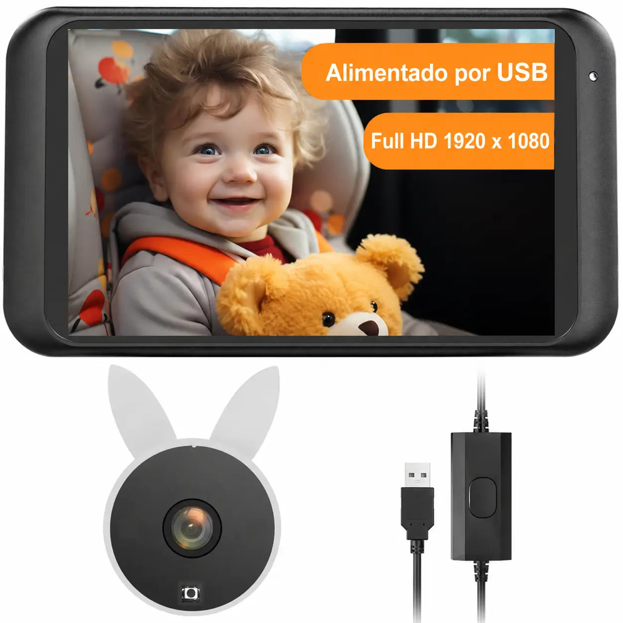 Monitor dual para bebé en auto con pantalla 7.2” 1080P, visión nocturna y vista dividida para dos niños en viajes familiares