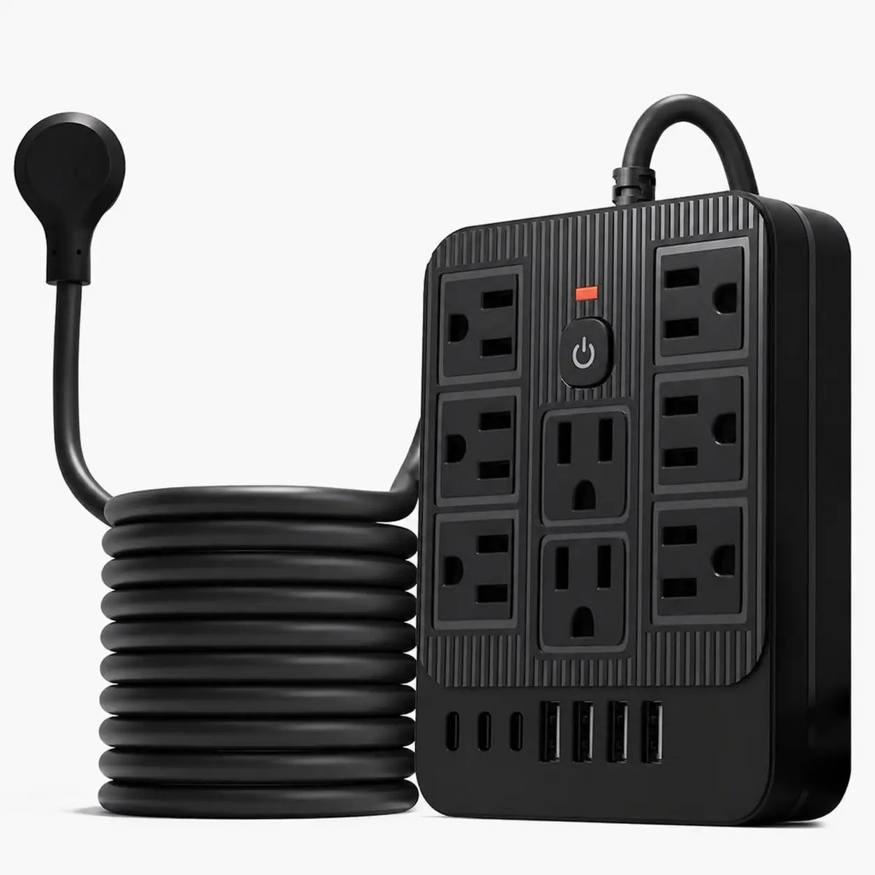Multicontacto 15 en 1 con 8 tomas, USB-C y protección contra sobretensión para cargar varios equipos en oficina, casa y viajes