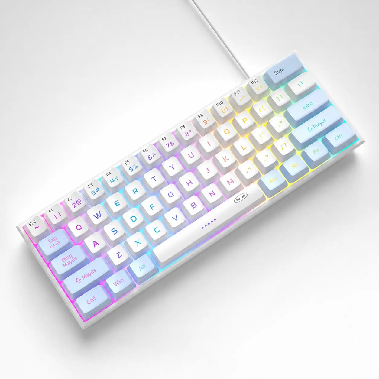 Teclado gamer 60% compacto TS91 con iluminación RGB y 61 teclas de membrana para jugar o trabajar en PC, Mac, PS4 y Xbox One