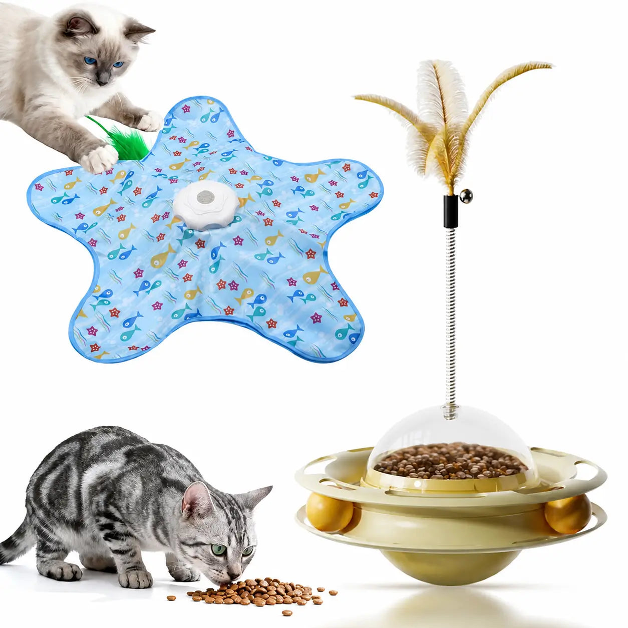 Juguete interactivo recargable para gatos con pluma oculta y 3 modos, ideal para juego y ejercicio diario felino en casa