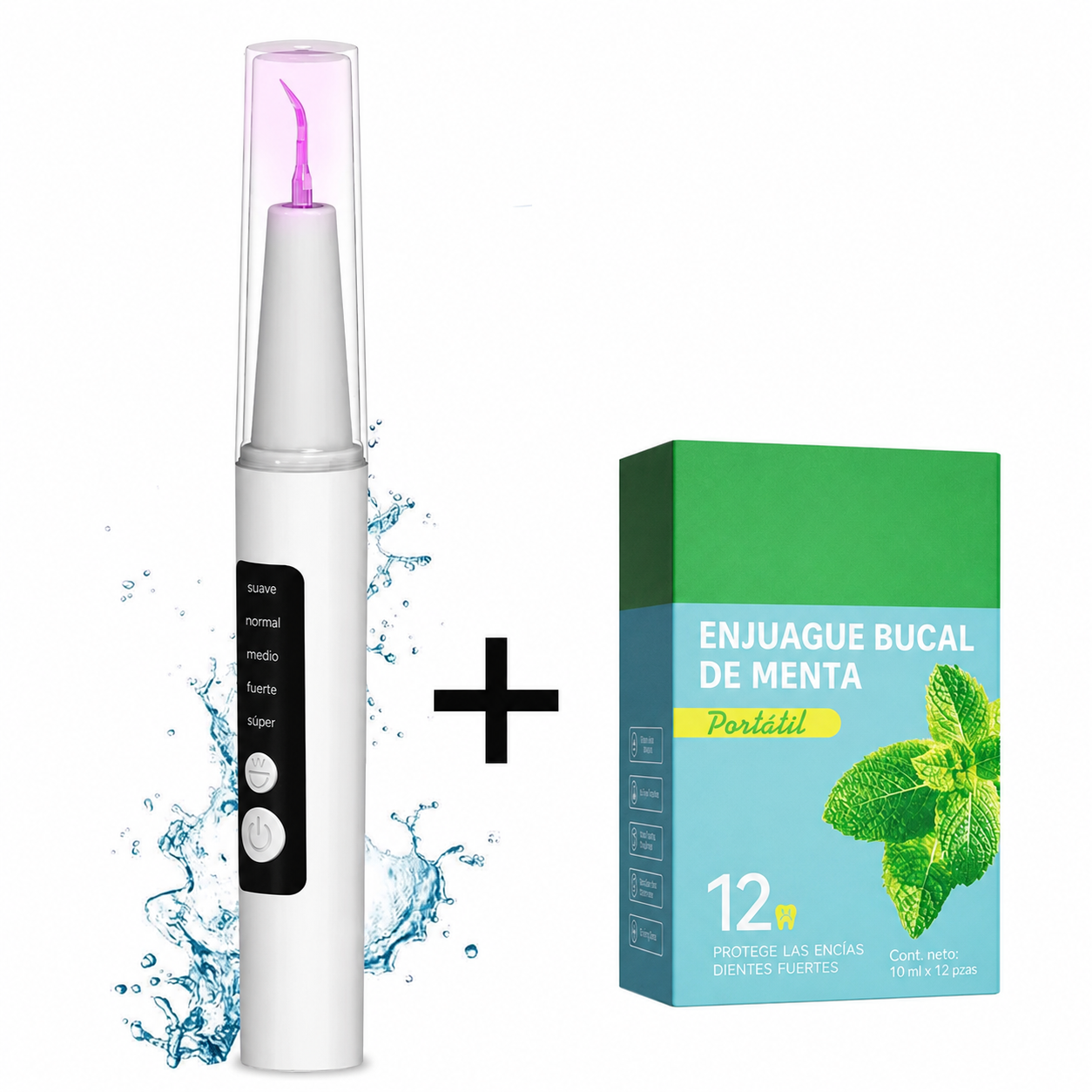 Raspador dental ultrasónico con vibración magnética, luz LED y cabezales reemplazables para higiene bucal diaria contra placa y sarro adultos