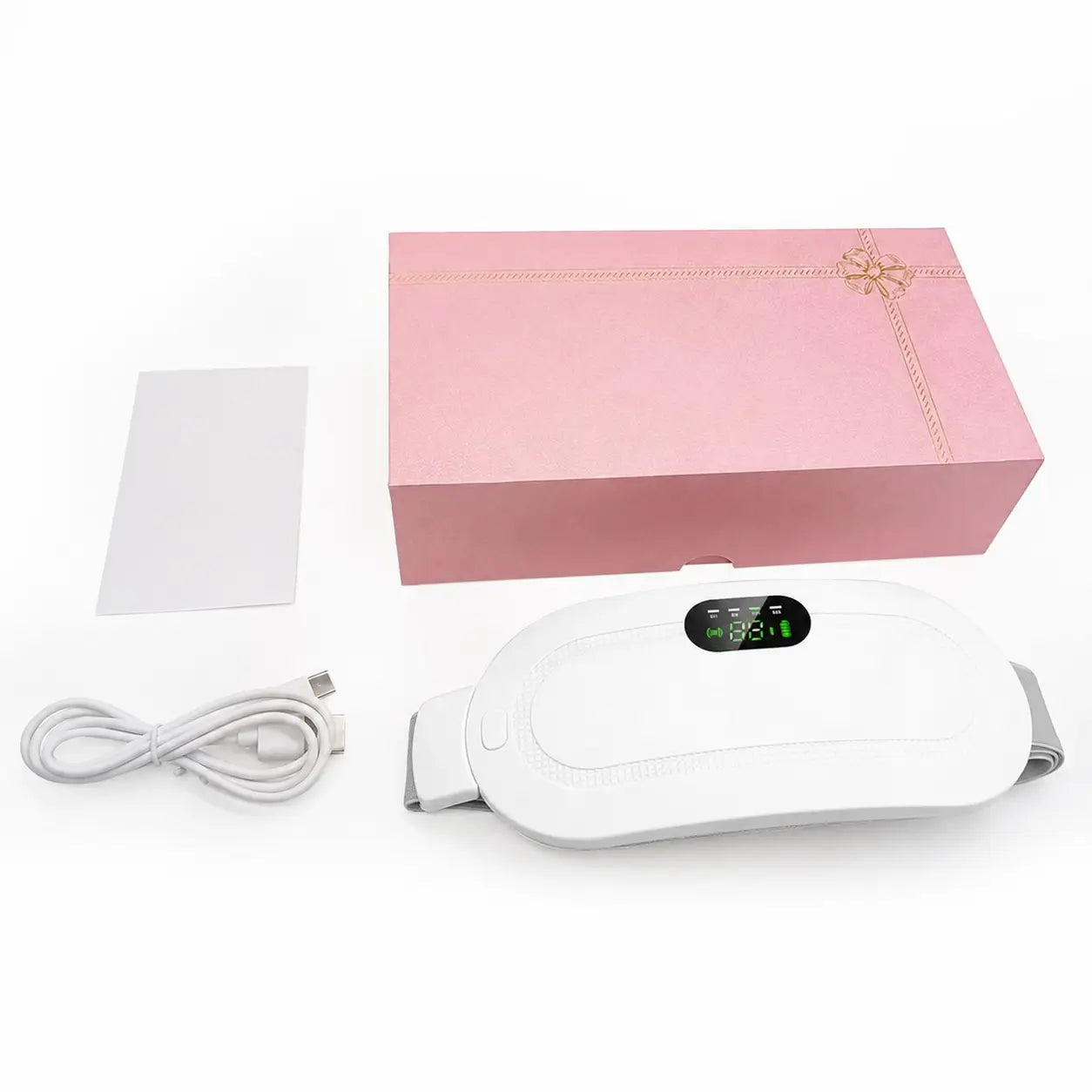 Almohadilla térmica inalámbrica portátil rosa con masaje, 6 niveles de calor y apagado automático para cólicos menstruales y dolor lumbar abdominal