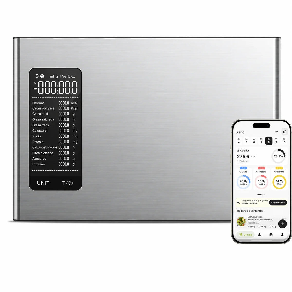 Báscula digital de cocina con tara y precisión de 1 g