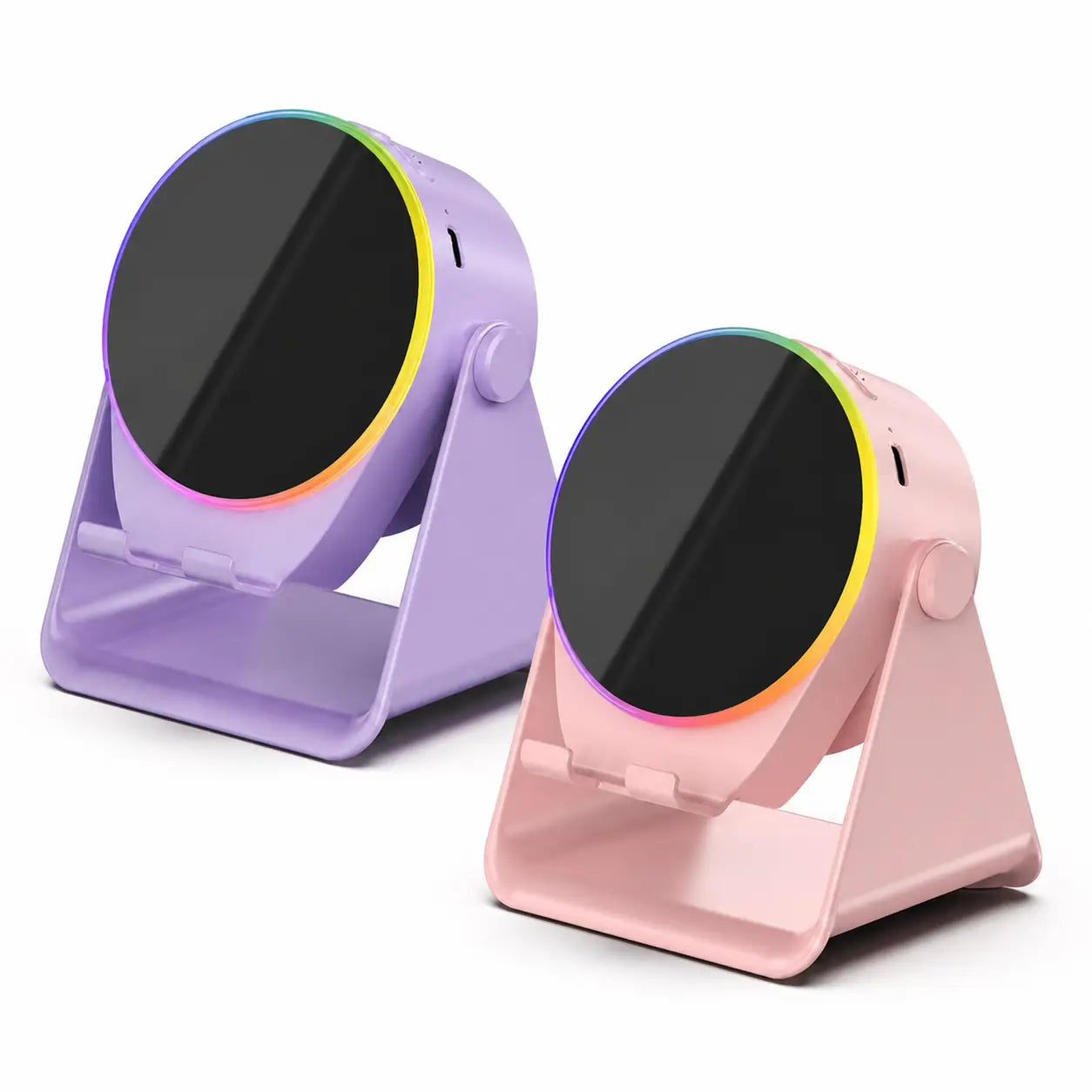 Bocina Bluetooth 5.3 con soporte para celular, giro 360°, luz RGB y audio por inducción para casa, oficina, viajes y tablet