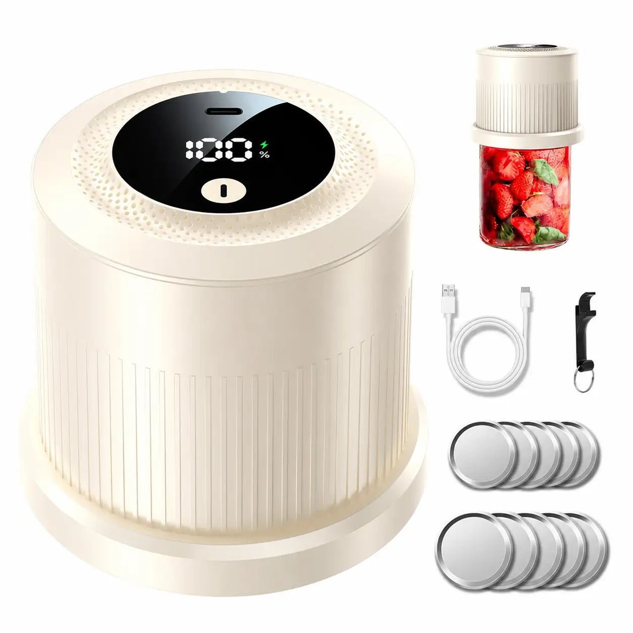 Kit sellador al vacío eléctrico para frascos Mason de boca ancha y regular, bolsas y botellas, conservación automática de alimentos en casa
