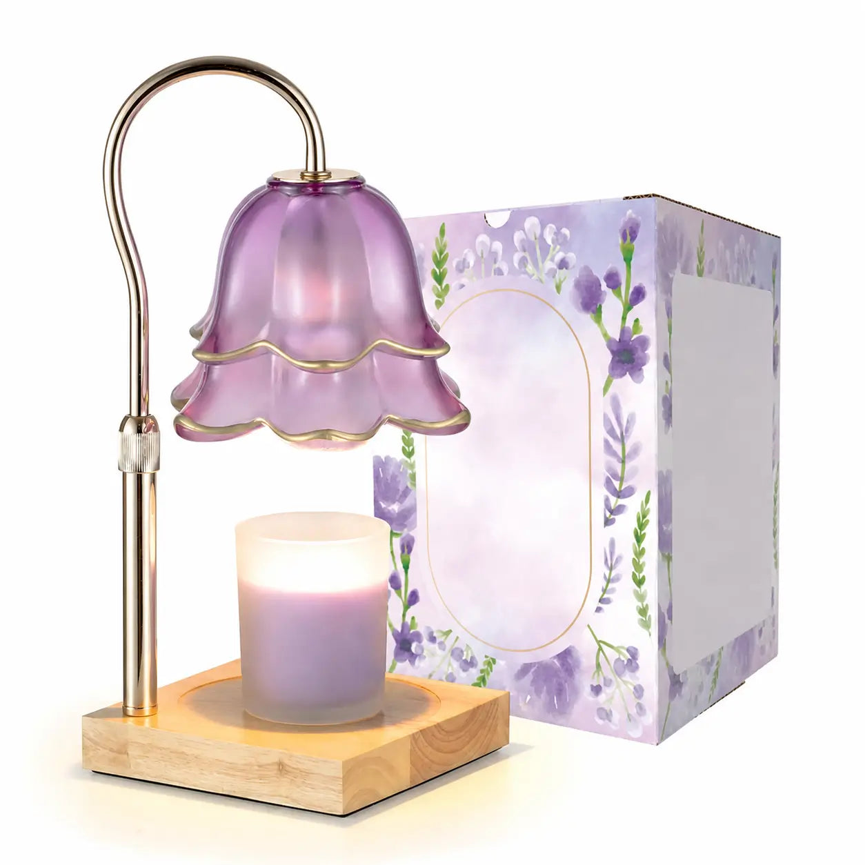 Lámpara calentadora de velas con temporizador, intensidad regulable y altura ajustable, diseño floral para recámara, sala y regalo especial