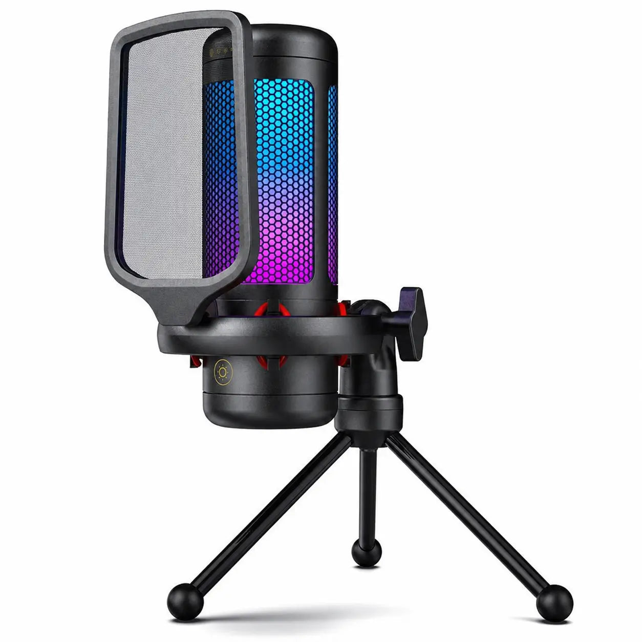 Micrófono USB de condensador TC310 con iluminación RGB ajustable, conexión USB-A y Type-C para gaming, streaming y podcast en PC Mac