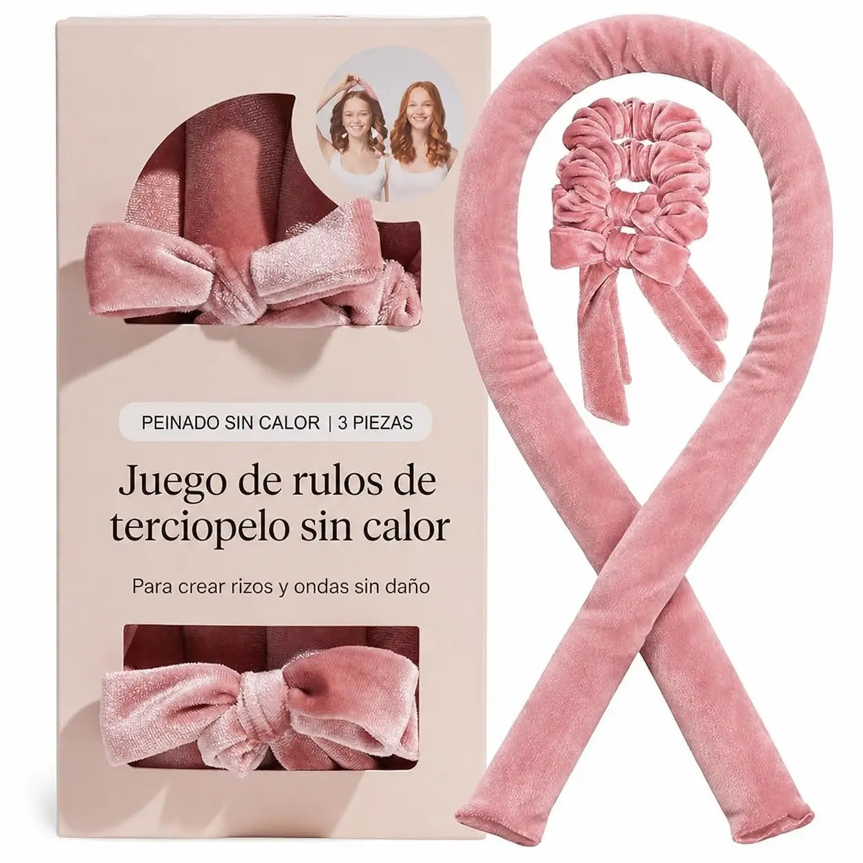 Rulos satinados sin calor jumbo flexibles de 4 piezas para ondas suaves y rizos grandes mientras duermes sin maltratar el cabello