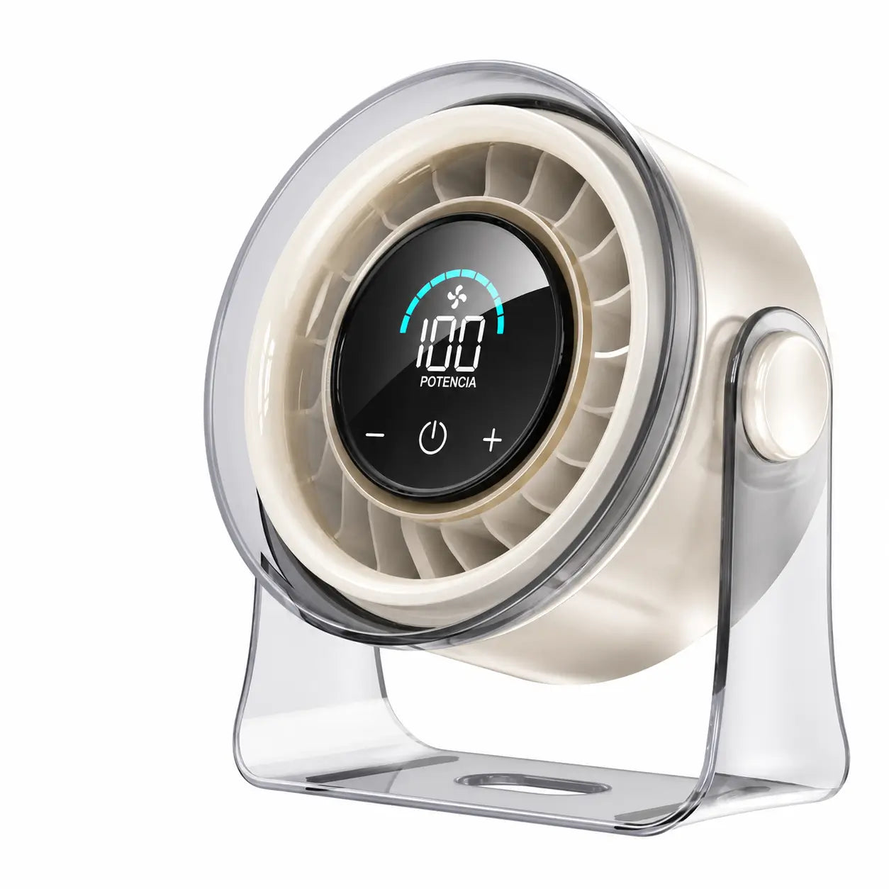 Ventilador de mesa recargable y portátil con pantalla digital, 100 velocidades y flujo silencioso para oficina, recámara o cocina en casa