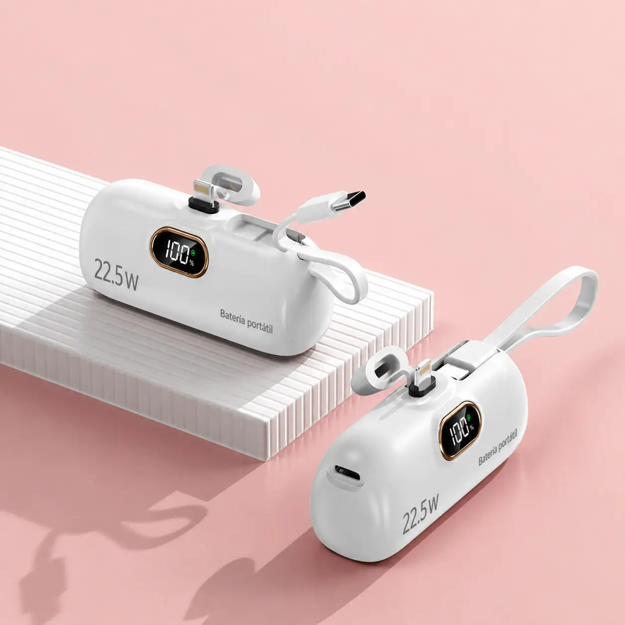 Batería portátil mini 5000mAh con carga 22.5W, USB-C y USB-A, compacta y ligera para celular en viajes, oficina y uso diario