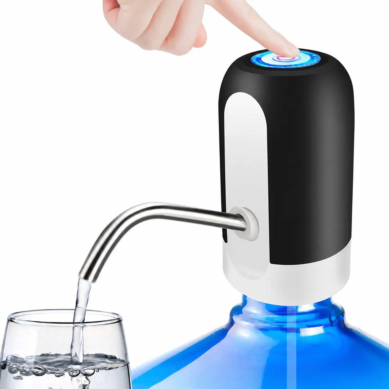 Dispensador eléctrico de agua recargable USB para garrafones de 2 a 5 galones, con botón único para cocina y camping
