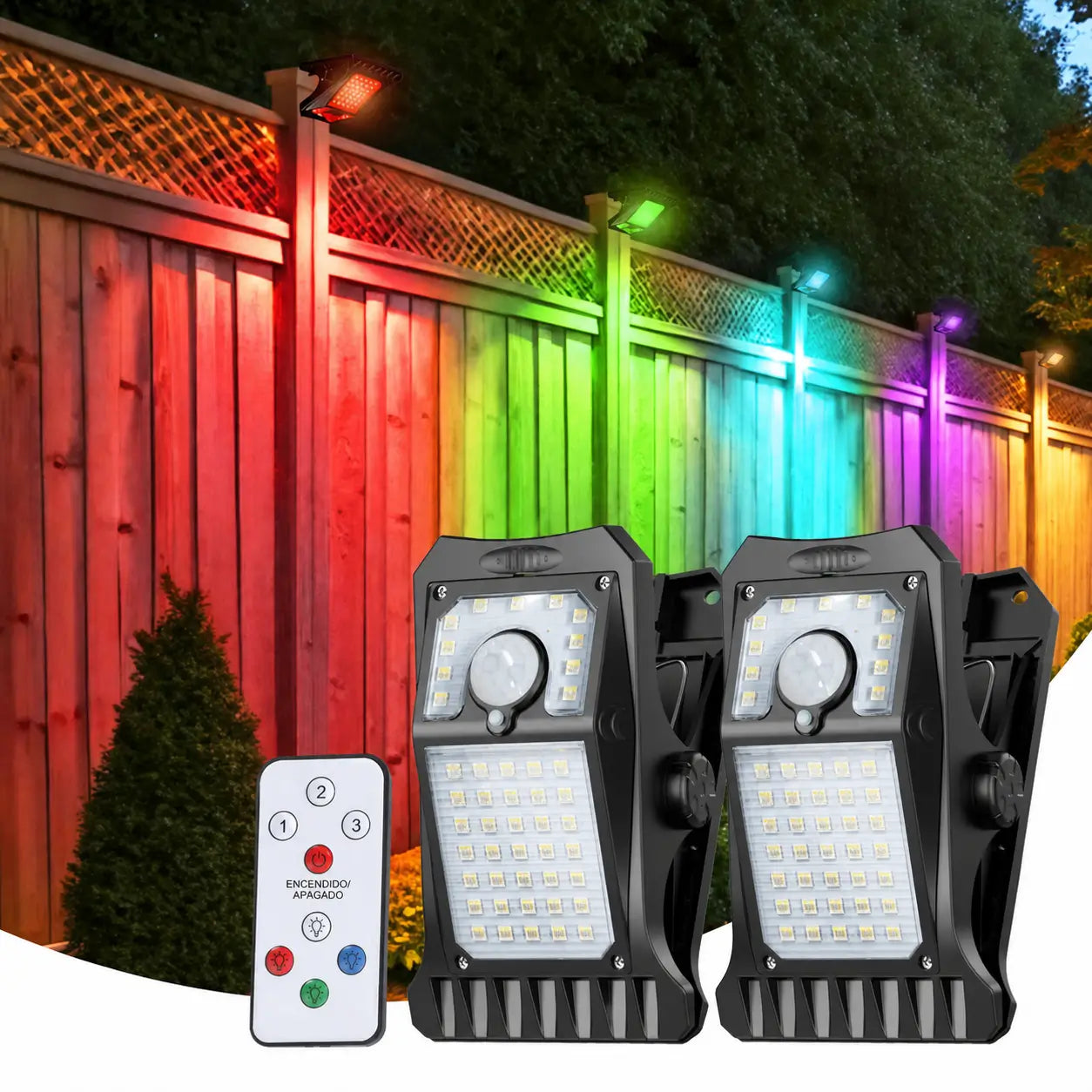 Lámpara solar exterior con sensor de movimiento, 600 lm, carga USB-C y clip ajustable para patio, jardín, reja o cochera en casa