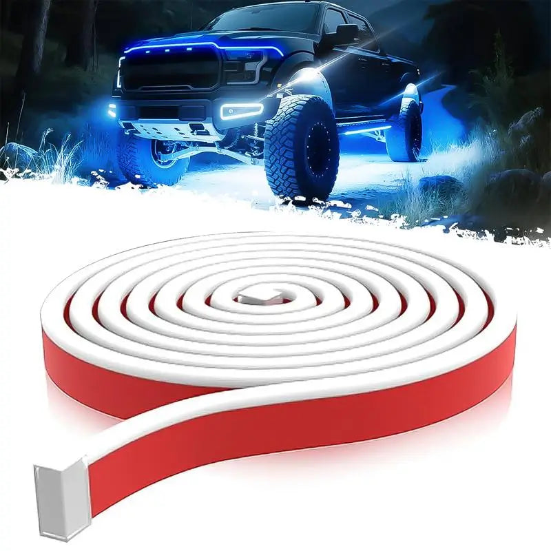 Tira LED DIBMS para cofre de auto 180 cm, luz DRL azul hielo 12V con escaneo dinámico e instalación fácil para personalizar tu carro
