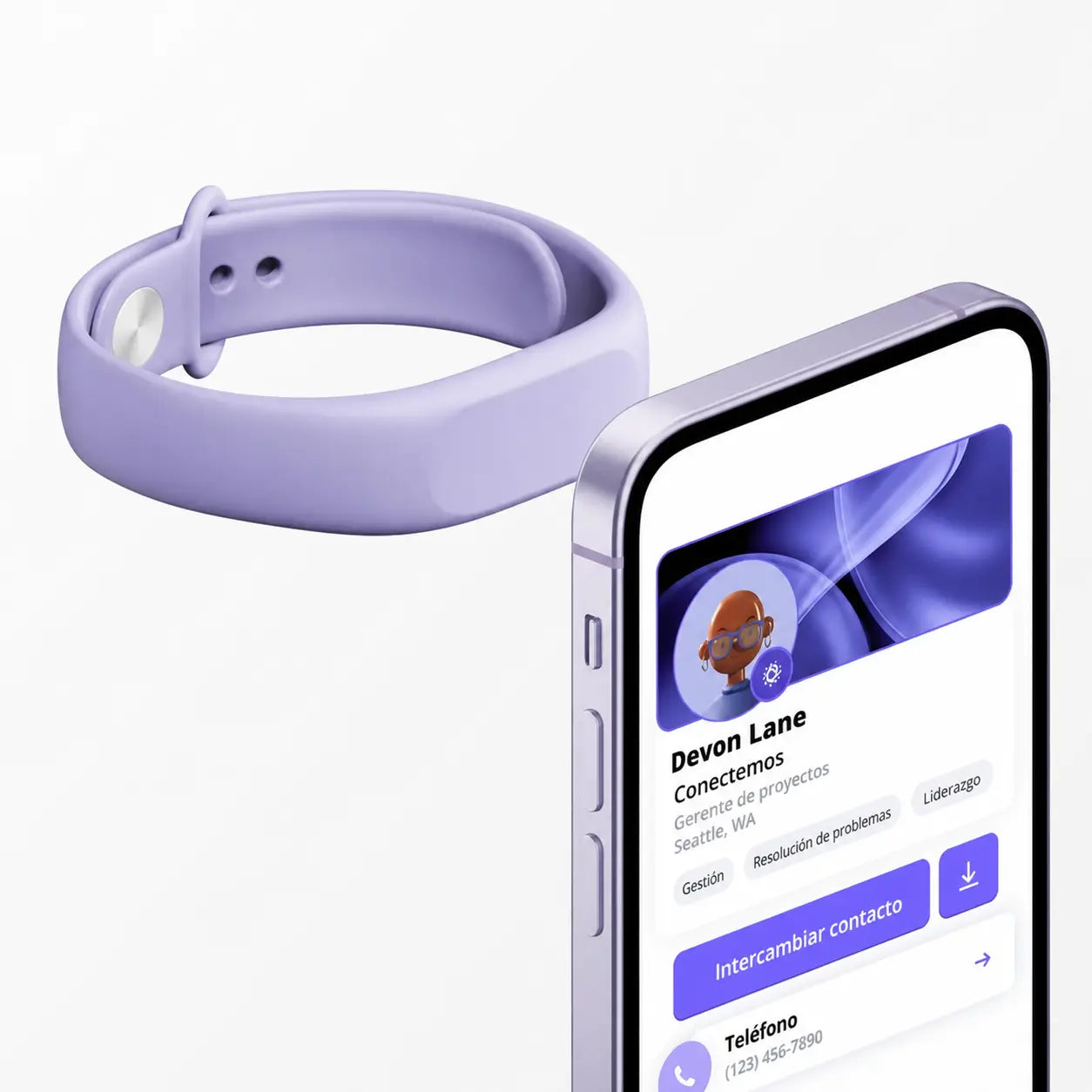 Pulsera de tarjeta digital NFC con código QR para compartir contactos en iPhone y Android sin app ni suscripción al instante