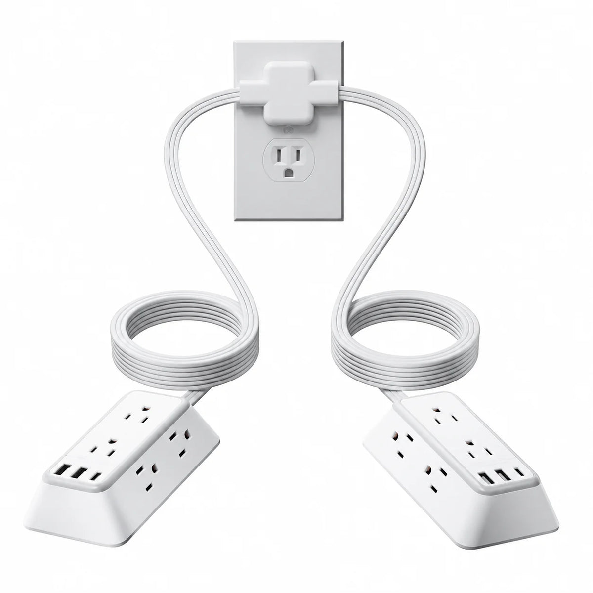 Extensión eléctrica con clavija plana y puertos USB