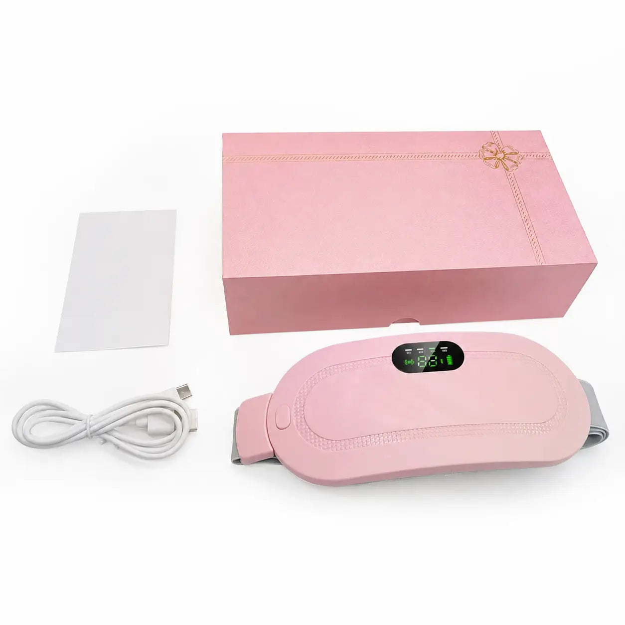 Almohadilla térmica inalámbrica portátil rosa con masaje, 6 niveles de calor y apagado automático para cólicos menstruales y dolor lumbar abdominal