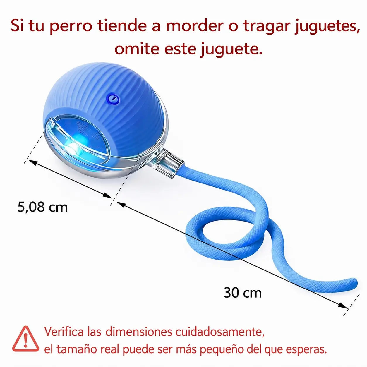 Pelota interactiva para gatos y perros con luces de colores, cola giratoria y carga USB-C para juego activo diario en casa