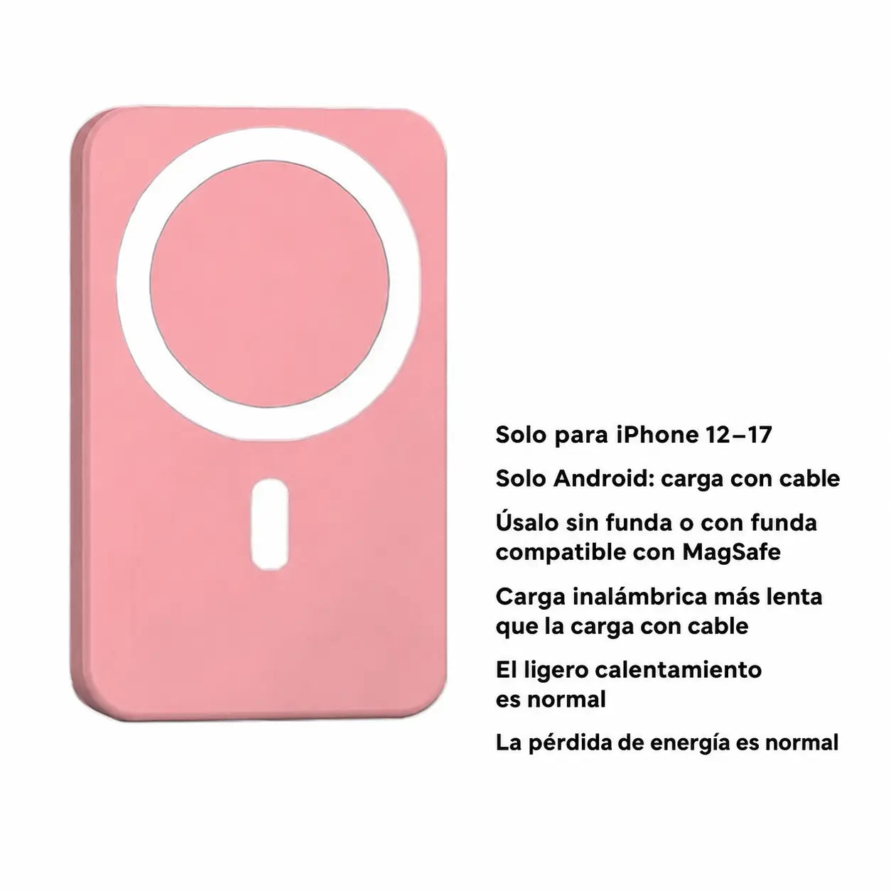 Power bank magnético 5000mAh con carga inalámbrica rápida para iPhone 12 a 17, ideal para mochila, escuela, viajes y oficina