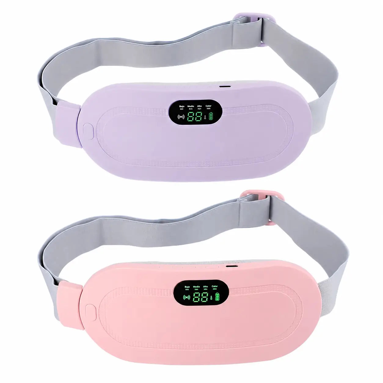 Almohadilla térmica inalámbrica portátil rosa con masaje, 6 niveles de calor y apagado automático para cólicos menstruales y dolor lumbar abdominal