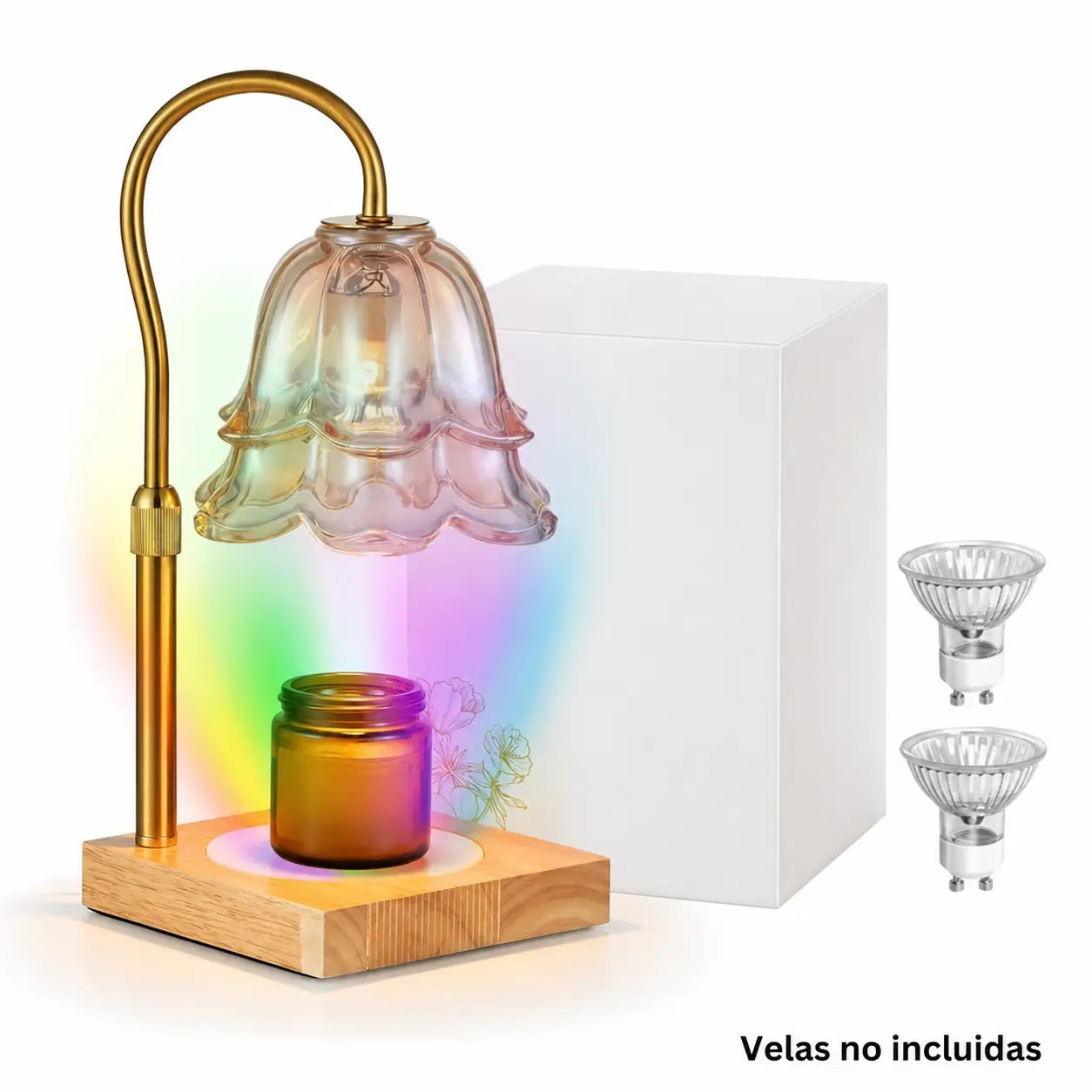 Lámpara calentadora de velas con temporizador, intensidad regulable y altura ajustable, diseño floral para recámara, sala y regalo especial