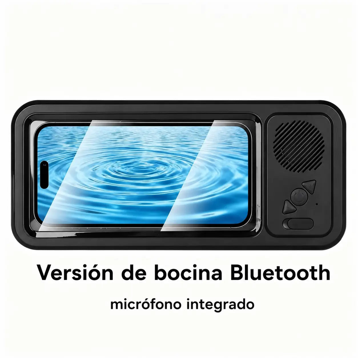 Soporte impermeable para celular con bocina Bluetooth y rotación 360° para ver videos en regadera o cocina sin usar las manos