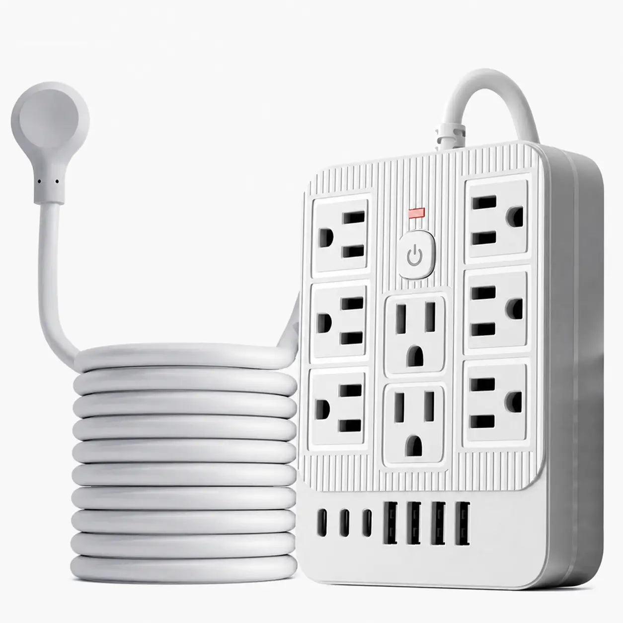 Multicontacto 15 en 1 con 8 tomas, USB-C y protección contra sobretensión para cargar varios equipos en oficina, casa y viajes