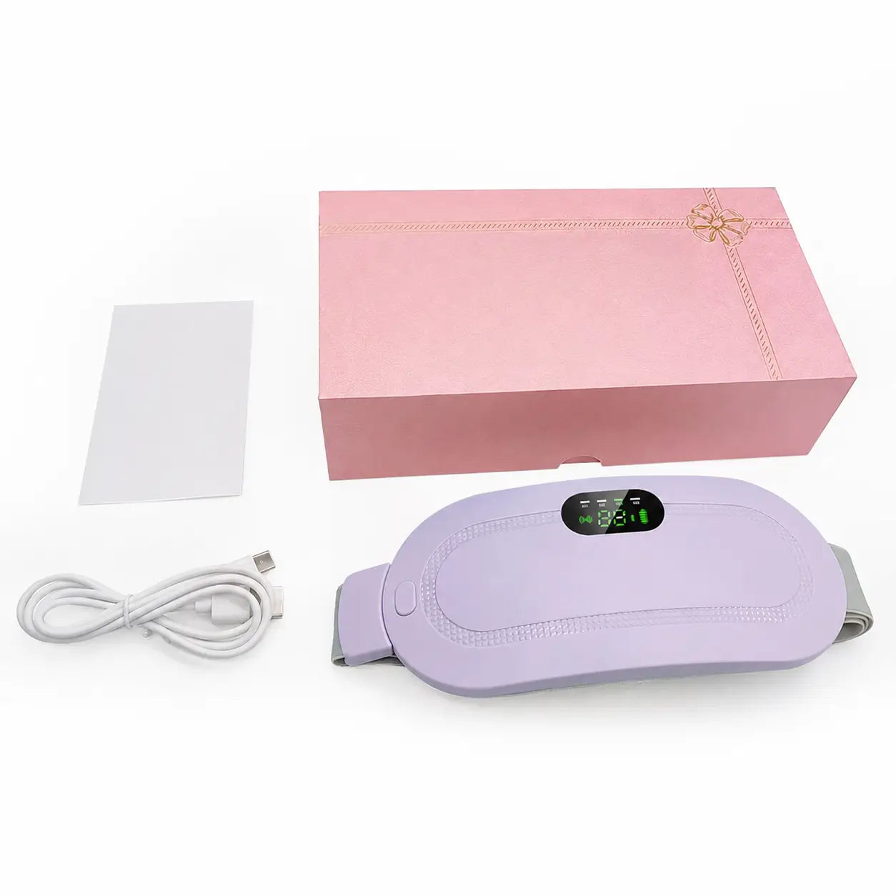 Almohadilla térmica inalámbrica portátil rosa con masaje, 6 niveles de calor y apagado automático para cólicos menstruales y dolor lumbar abdominal