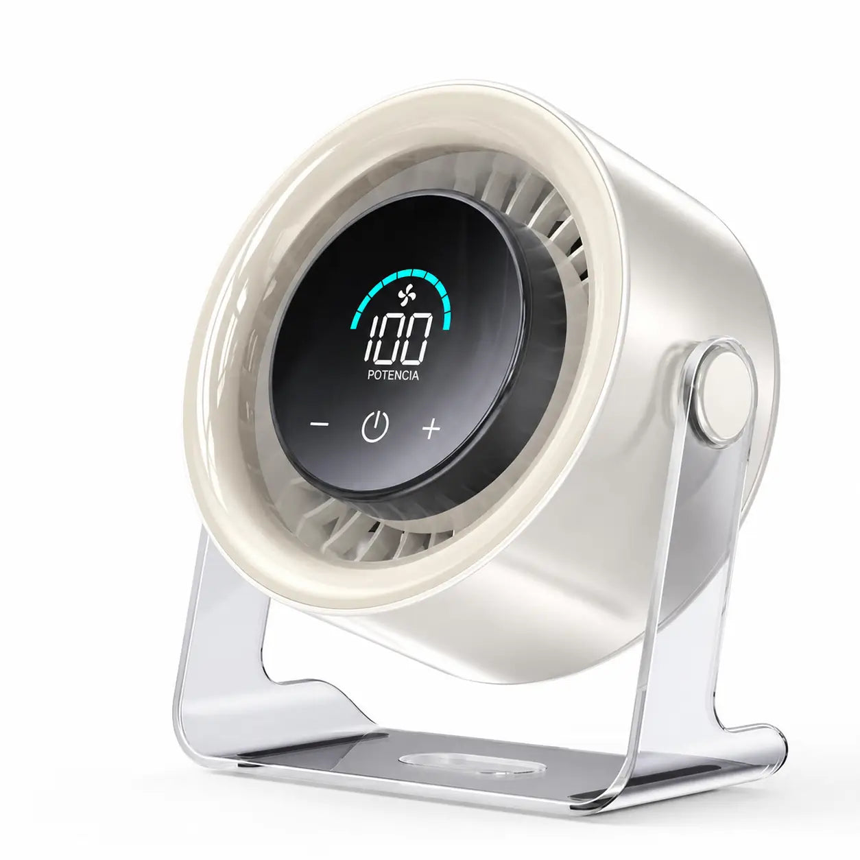 Ventilador de mesa recargable y portátil con pantalla digital, 100 velocidades y flujo silencioso para oficina, recámara o cocina en casa