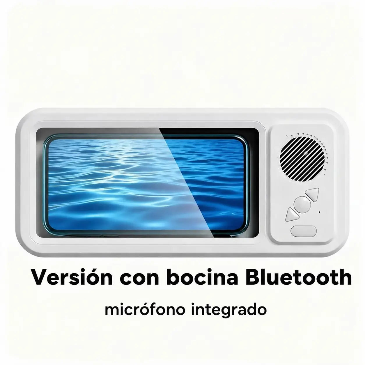 Soporte impermeable para celular con bocina Bluetooth y rotación 360° para ver videos en regadera o cocina sin usar las manos
