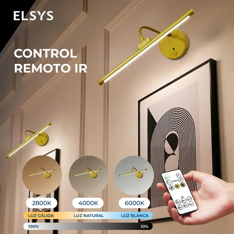 Lámpara LED recargable para cuadros con control remoto, brillo ajustable y luz giratoria para pinturas, retratos, galería y decoración del hogar