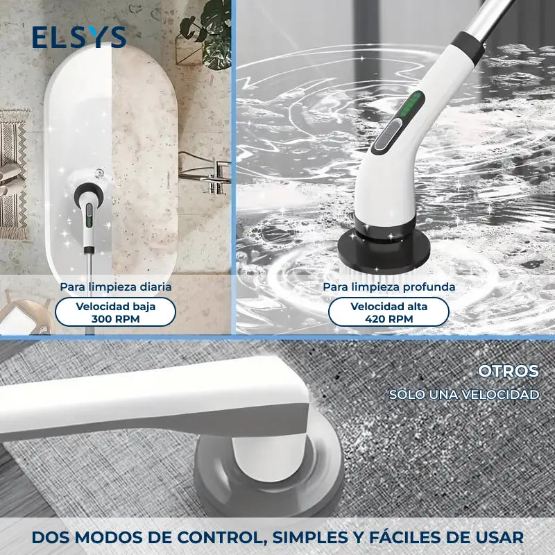 Cepillo eléctrico giratorio 7 en 1 inalámbrico con doble velocidad y mango ajustable para limpiar baños, pisos, tinas, azulejos y techos