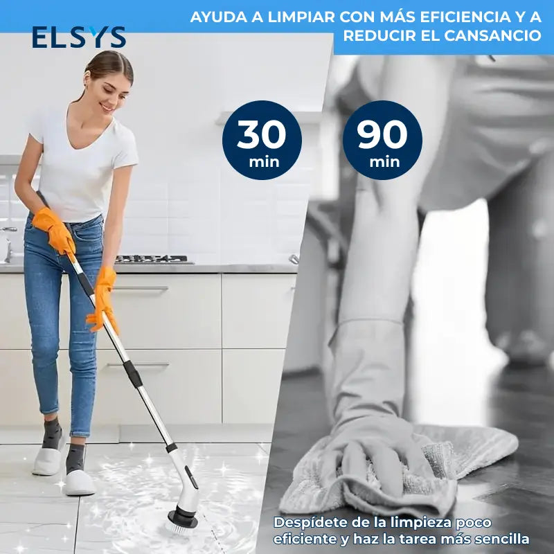 Cepillo eléctrico giratorio 7 en 1 inalámbrico con doble velocidad y mango ajustable para limpiar baños, pisos, tinas, azulejos y techos