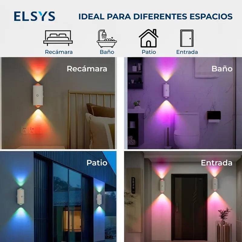 Lámpara de noche LED inteligente recargable con sensor de movimiento, luz RGB atenuable y montaje magnético para recámara, pasillo y escaleras