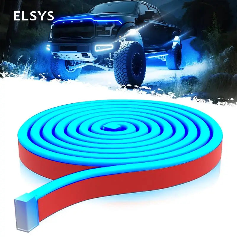 Tira LED DIBMS para cofre de auto 180 cm, luz DRL azul hielo 12V con escaneo dinámico e instalación fácil para personalizar tu carro
