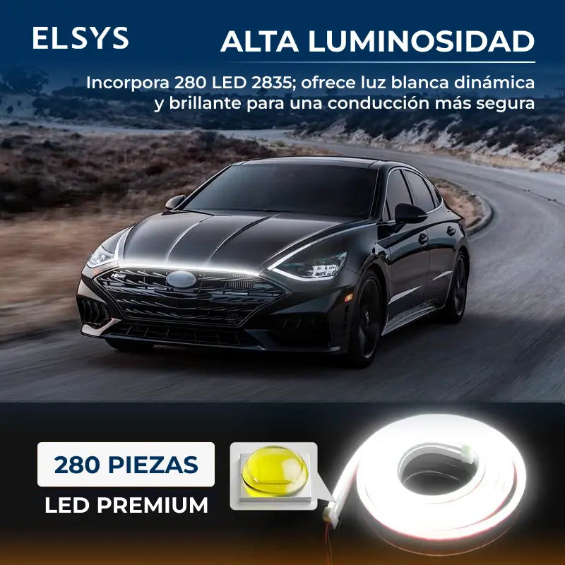 Tira LED DIBMS para cofre de auto 180 cm, luz DRL azul hielo 12V con escaneo dinámico e instalación fácil para personalizar tu carro