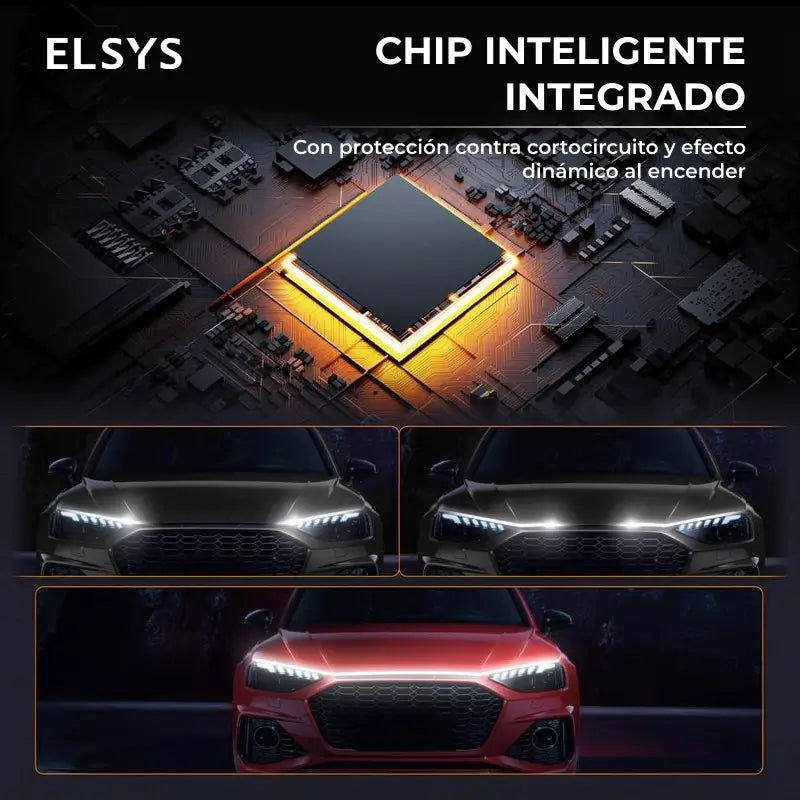 Tira LED DIBMS para cofre de auto 180 cm, luz DRL azul hielo 12V con escaneo dinámico e instalación fácil para personalizar tu carro