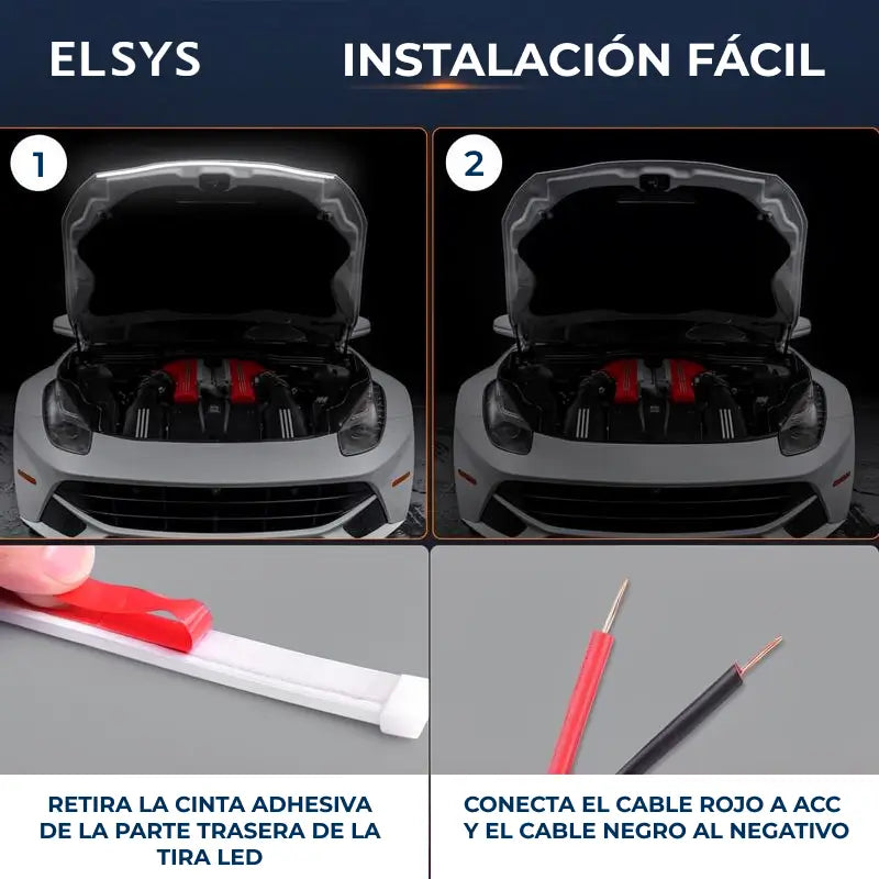 Tira LED DIBMS para cofre de auto 180 cm, luz DRL azul hielo 12V con escaneo dinámico e instalación fácil para personalizar tu carro