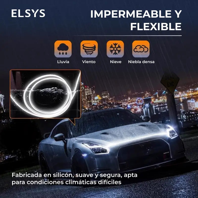 Tira LED DIBMS para cofre de auto 180 cm, luz DRL azul hielo 12V con escaneo dinámico e instalación fácil para personalizar tu carro
