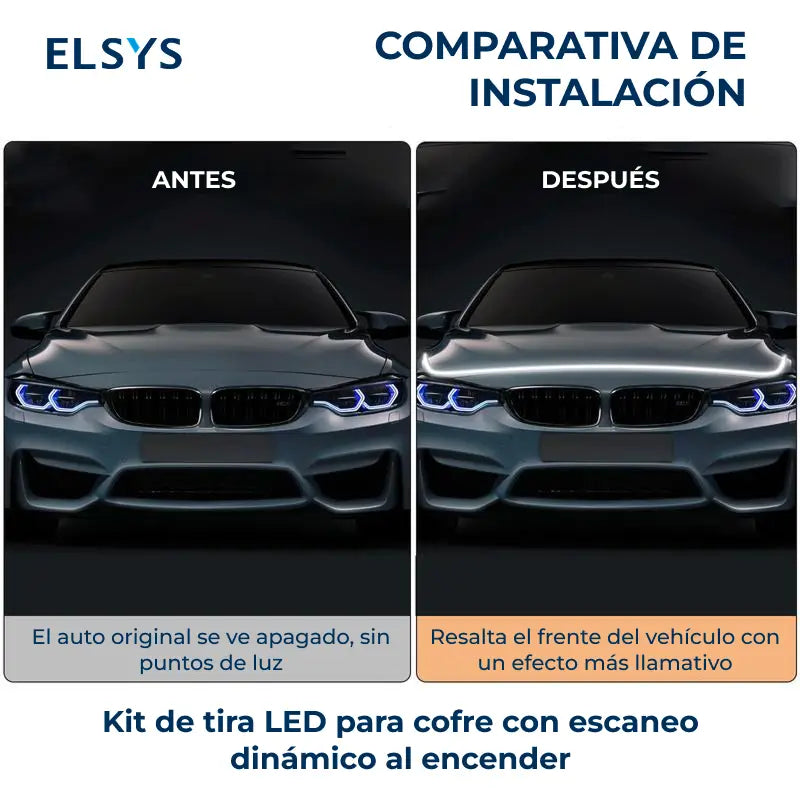 Tira LED DIBMS para cofre de auto 180 cm, luz DRL azul hielo 12V con escaneo dinámico e instalación fácil para personalizar tu carro