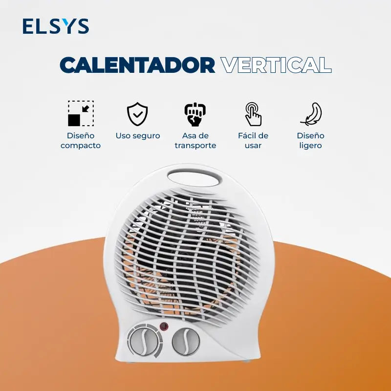 Calefactor Eléctrico Portátil Straame con Termostato, 2 Niveles de Calor, Asa y Modo Ventilador para Cuarto u Oficina de Uso Diario