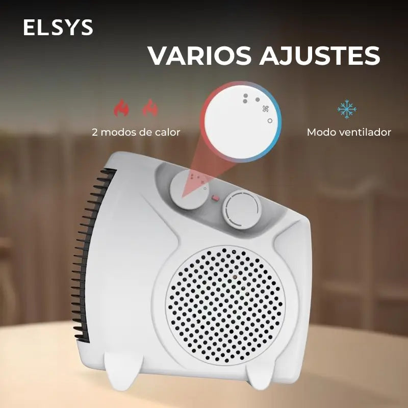 Calefactor Eléctrico Portátil Straame con Termostato, 2 Niveles de Calor, Asa y Modo Ventilador para Cuarto u Oficina de Uso Diario