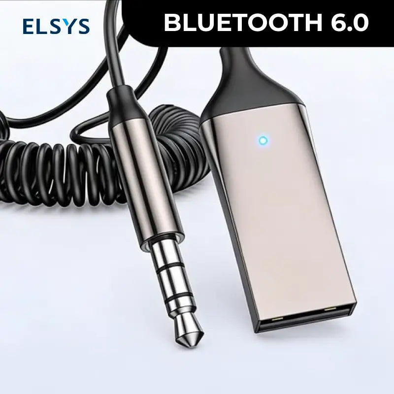 Adaptador Bluetooth para auto con micrófono manos libres, audio estéreo 3.5 mm, reconexión automática y conexión estable para uso diario