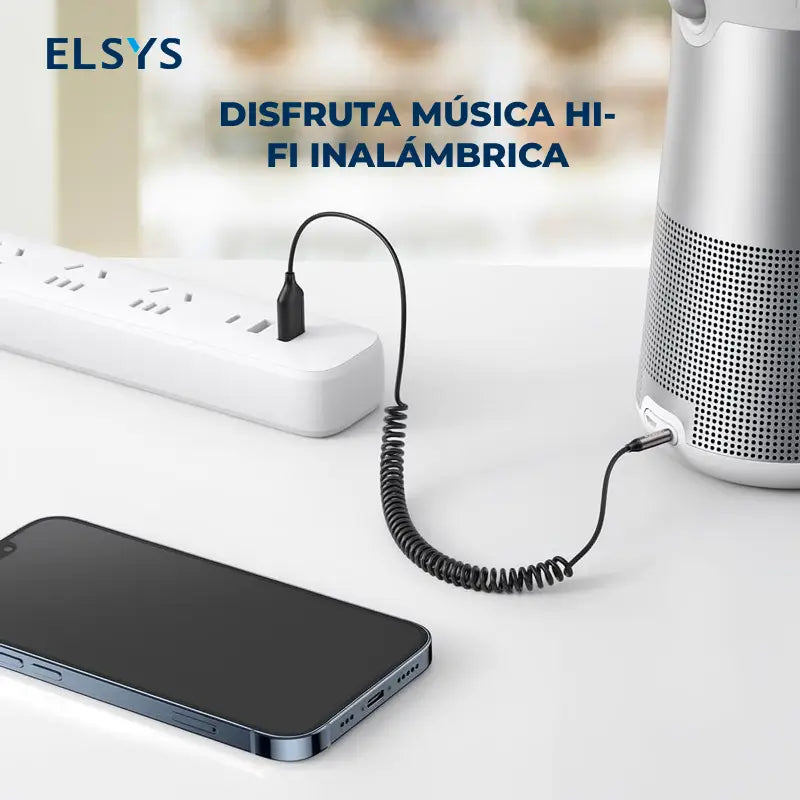 Adaptador Bluetooth para auto con micrófono manos libres, audio estéreo 3.5 mm, reconexión automática y conexión estable para uso diario