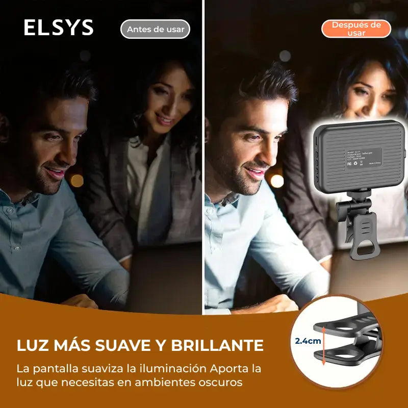 Luz LED recargable con clip para celular y laptop, iluminación portátil para selfies, videollamadas, streaming y maquillaje en casa y uso diario