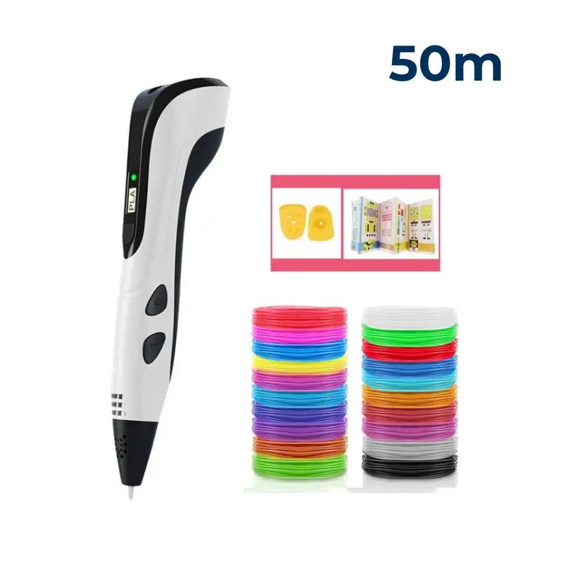 Pluma 3D con pantalla LCD y filamento PLA para niños, kit creativo con carga Type-C y 3 velocidades para dibujar y crear en casa